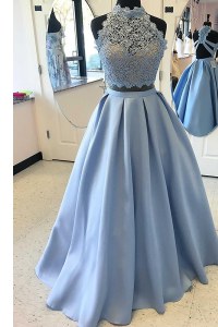 Sexy Criss Cross Light Blue for Prom with Lace