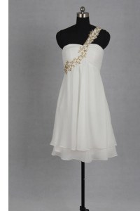 Latest A-line Homecoming Party Dress White Sweetheart Chiffon Sleeveless Tea Length Zipper