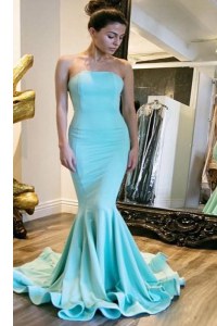 Delicate Mermaid Sleeveless Sweep Train Zipper With Train Ruching Prom Dresses