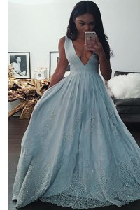Luxurious Light Blue Sleeveless Taffeta Zipper Evening Gowns for Prom and Party