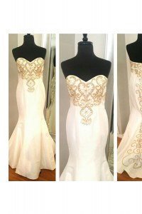 Eye-catching Mermaid White Sweetheart Zipper Beading and Appliques Prom Party Dress Sleeveless