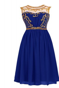 Stunning Scoop Royal Blue Sleeveless Chiffon Zipper Homecoming Dress for Prom and Party