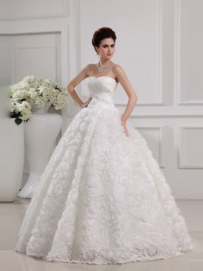 Great Sleeveless Lace Up Floor Length Lace Wedding Dress
