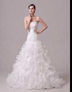 Sleeveless Court Train Lace Up With Train Beading and Appliques and Ruffles and Ruching Bridal Gown