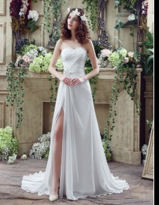 Sweetheart Sleeveless Brush Train Lace Up Wedding Dresses White Chiffon
