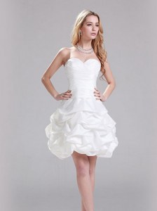 Taffeta Sweetheart Sleeveless Zipper Ruffles Wedding Gowns in White