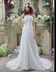 Sleeveless Brush Train Beading and Appliques and Ruching Lace Up Wedding Dresses