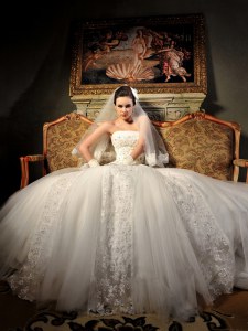 White Strapless Lace Up Beading and Lace Wedding Dresses Sleeveless