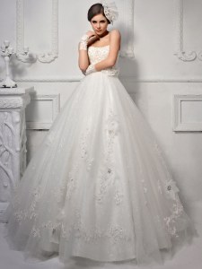 Flirting Sweetheart Sleeveless Lace Up Wedding Dresses White Tulle