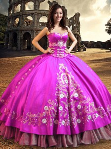 Sleeveless Lace Up Floor Length Embroidery Quinceanera Dress