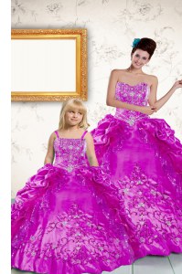 Romantic Pick Ups Floor Length Purple Quinceanera Dresses Strapless Sleeveless Lace Up