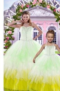 Multi-color Sleeveless Beading Floor Length Sweet 16 Dress