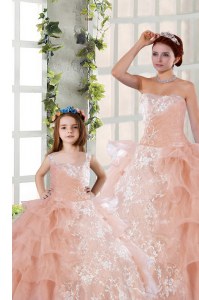 Organza Sleeveless Floor Length Quinceanera Dresses and Beading and Ruffled Layers and Ruching
