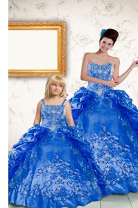 Beauteous Royal Blue Sleeveless Beading and Embroidery and Pick Ups Floor Length Quince Ball Gowns