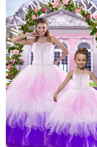 Multi-color Sleeveless Beading Floor Length Sweet 16 Quinceanera Dress