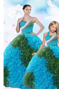 Gorgeous Sequins Pick Ups Floor Length Ball Gowns Sleeveless Multi-color Quinceanera Gowns Lace Up
