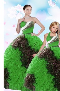Designer Sleeveless Sequins and Pick Ups Lace Up 15 Quinceanera Dress