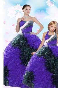 Multi-color Ball Gowns Taffeta Sweetheart Sleeveless Sequins and Pick Ups Floor Length Lace Up Sweet 16 Quinceanera Dress
