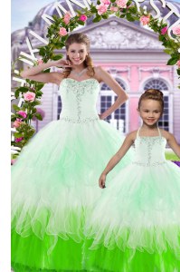 Fabulous Floor Length Multi-color Quinceanera Gowns Tulle Sleeveless Beading