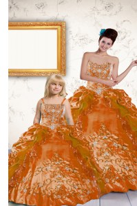 Luxurious Orange Strapless Neckline Beading and Embroidery and Pick Ups Quinceanera Dresses Sleeveless Lace Up