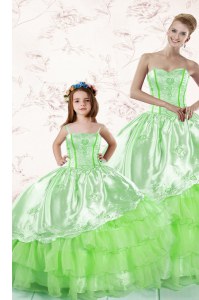 Ruffled Floor Length Quinceanera Gown Sweetheart Sleeveless Lace Up