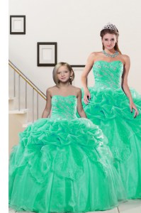 Pick Ups Sweetheart Sleeveless Lace Up 15th Birthday Dress Turquoise Organza