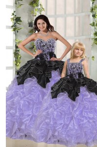 Discount Lavender Sweetheart Neckline Beading and Ruffles Quinceanera Gowns Sleeveless Lace Up