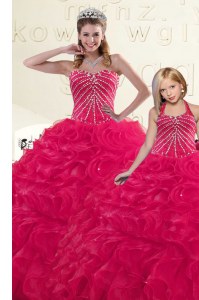 Beauteous Organza Sleeveless Floor Length 15 Quinceanera Dress and Beading and Ruffles