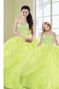 New Style Organza Sleeveless Floor Length Ball Gown Prom Dress and Beading and Sequins