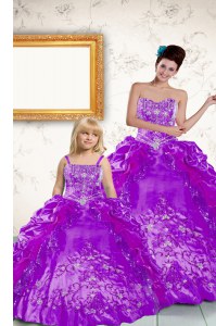 Pick Ups Ball Gowns Ball Gown Prom Dress Purple Strapless Taffeta Sleeveless Floor Length Lace Up