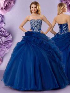 Floor Length Ball Gowns Sleeveless Royal Blue Quinceanera Dress Lace Up