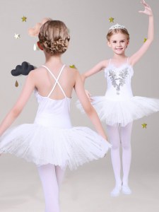 High End Lace White Criss Cross Toddler Flower Girl Dress Appliques Sleeveless Mini Length
