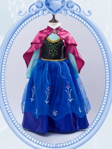 Shining Royal Blue A-line High-neck Long Sleeves Taffeta and Tulle Floor Length Zipper Embroidery Flower Girl Dress
