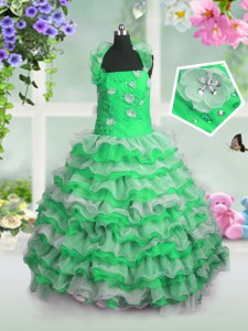 Ruffled Sleeveless Organza Lace Up Teens Party Dress for Party and Wedding Party