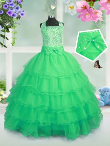 Wonderful Ruffled Sleeveless Organza Zipper Pageant Gowns For Girls for Party and Wedding Party