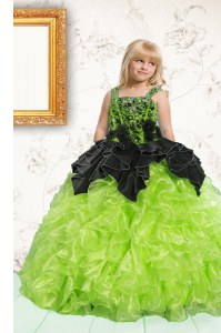 Super Sleeveless Beading and Pick Ups Lace Up Little Girl Pageant Dress