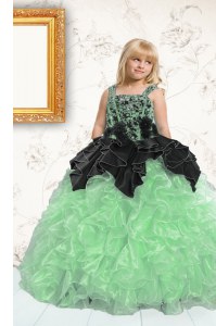 Fantastic Sleeveless Lace Up Floor Length Appliques and Pick Ups Little Girl Pageant Gowns