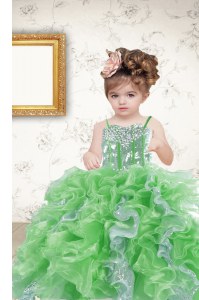 Admirable Multi-color Kids Formal Wear Military Ball and Sweet 16 and Quinceanera and For with Beading and Ruffles and Sequins Spaghetti Straps Sleeveless Lace Up