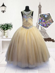 Classical Scoop Organza Sleeveless Floor Length Party Dress and Beading