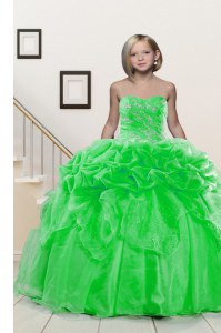 Beautiful Lace Up Sweetheart Beading and Pick Ups Little Girl Pageant Gowns Organza Sleeveless