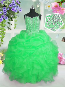 Pick Ups Sleeveless Organza Lace Up Party Dress for Girls for Party and Wedding Party