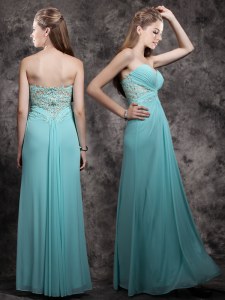 Discount Floor Length Aqua Blue Prom Dress Sweetheart Sleeveless Zipper