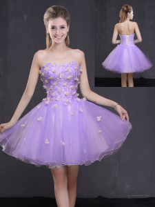 Eye-catching Sweetheart Sleeveless Lace Up Prom Evening Gown Lavender Organza