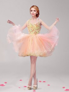 Halter Top Multi-color Sleeveless Mini Length Ruffles and Hand Made Flower Backless Homecoming Dress