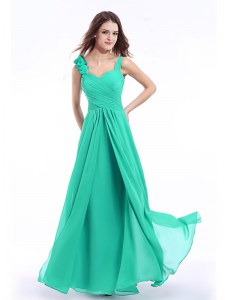 On Sale Straps Sleeveless Zipper Prom Dress Turquoise Chiffon