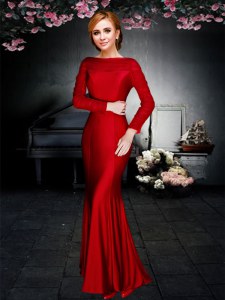 Red Prom Dresses Prom and For with Ruching Off The Shoulder Long Sleeves Zipper