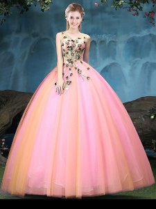 Discount Multi-color Sleeveless Tulle Lace Up Sweet 16 Dresses for Military Ball and Sweet 16 and Quinceanera