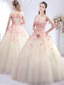 Floor Length A-line Sleeveless White Wedding Gowns Lace Up