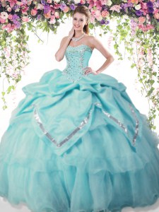 Sleeveless Lace Up Floor Length Beading and Pick Ups 15 Quinceanera Dress