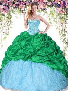 Nice Sweetheart Sleeveless 15th Birthday Dress Floor Length Beading and Pick Ups Multi-color Taffeta